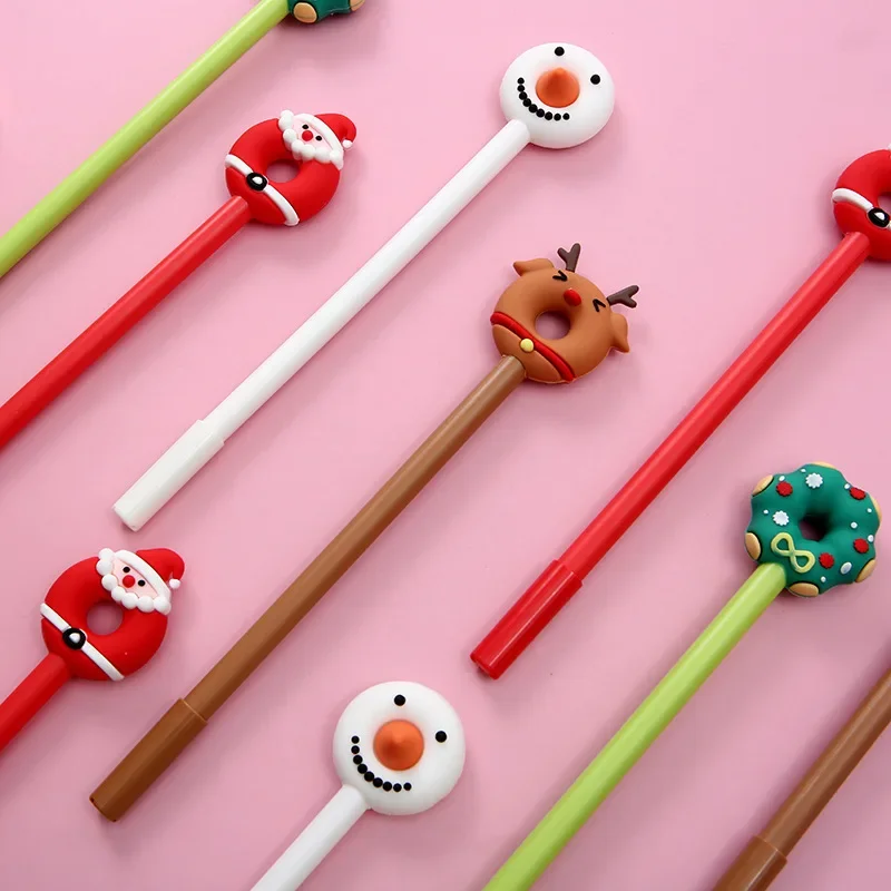 24Pcs Christmas Creative Donut Student Neutral Pen, Holiday Cartoon Office Writing Stationery