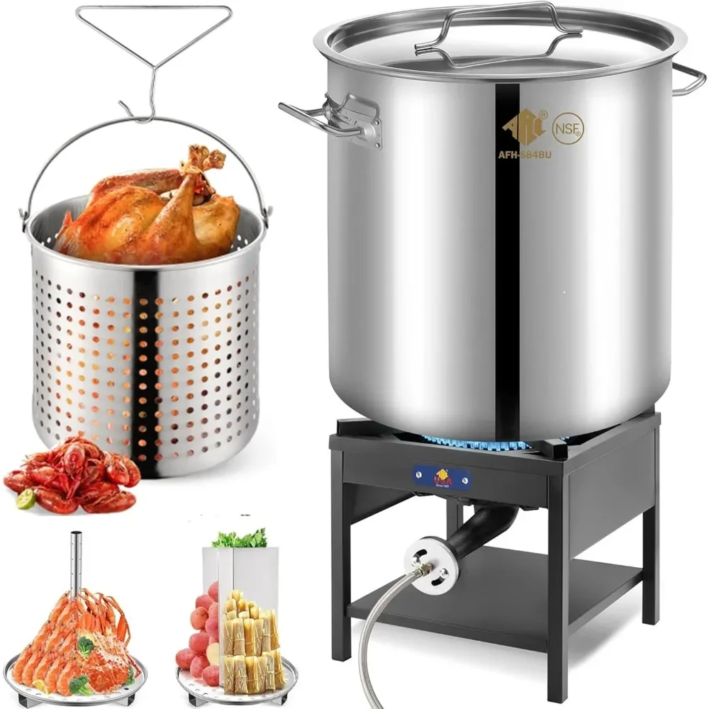 

84QT Stainless Steel Pot with 200,000BTU Propane Fryer, Seafood Boil Pot, Crab Boil Pot, Lobster Pot, Shrimp Boil Pot