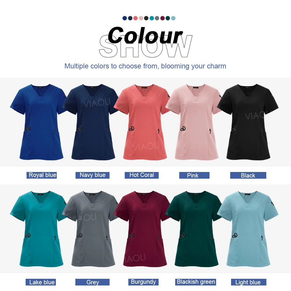 Women’s Surgical Scrubs High Quality Medical Nursing Scrub Sets Short Sleeved Top+pants Beauty Salon Dental Clinic Nurse Uniform