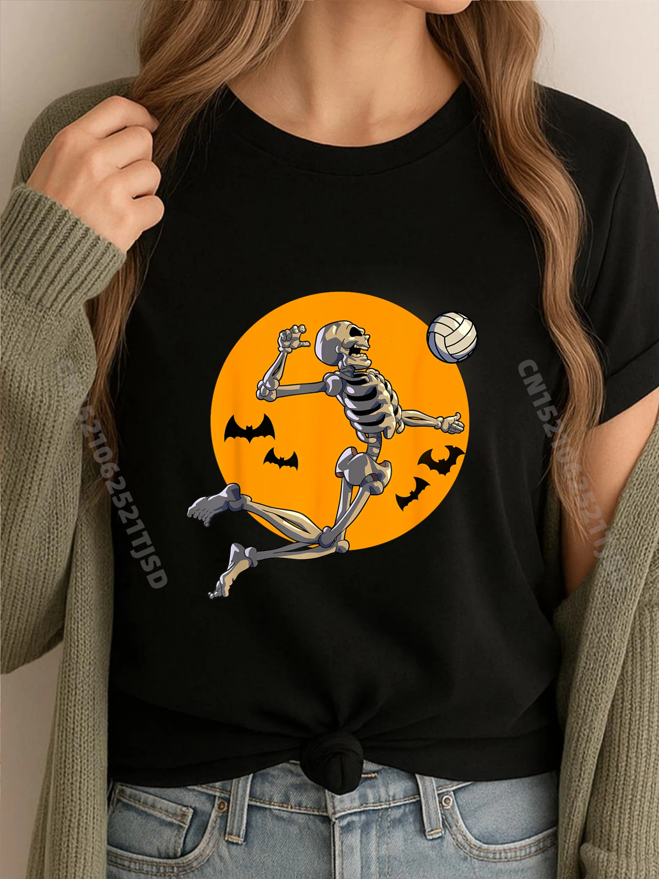 

Волейбол Скелет Женщина Волейболист Хэллоуин 3XL Женская одежда Футболка с коротким рукавом Мужские футболки Geek