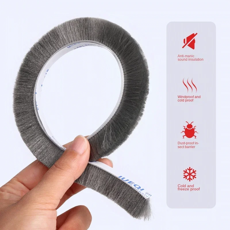 10M Brush Strip Self Adhesive Door Window Sealing Strip Door Window Windproof Dust Sound Insulation Strip Gasket Home