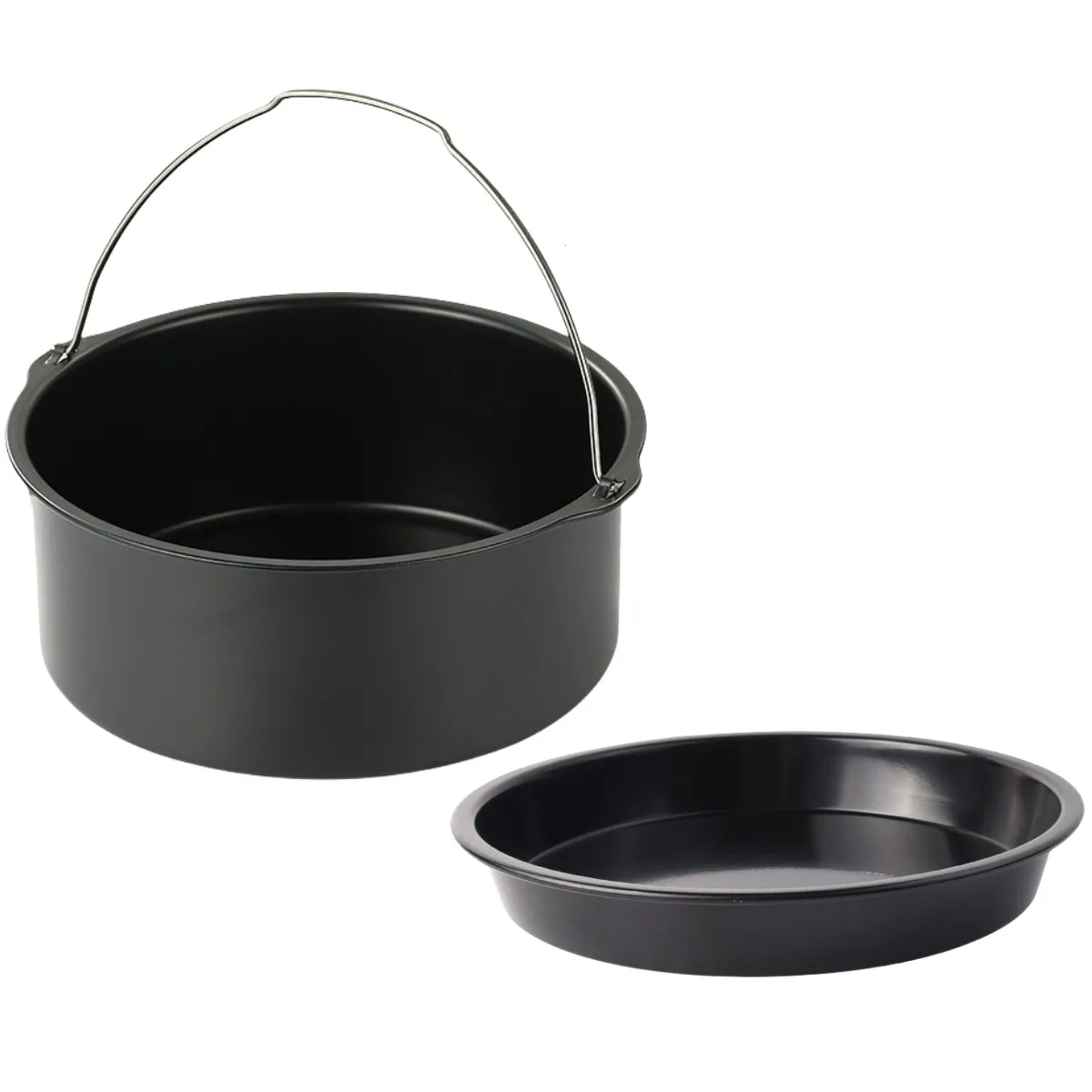 Air Fryer Basket Accessories Set 2 Pieces with Non-stick Cake Baking Tray and Pizza Pan for Crisp and Delicious Meals