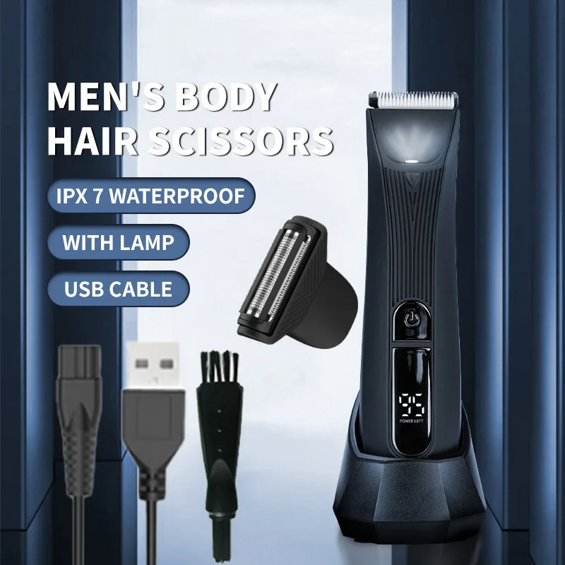 Elektrische lichaamshaartrimmer Epilator voor heren Digitaal display LCD-scherm USB met inductieladestandaard Waterdichte tondeuse