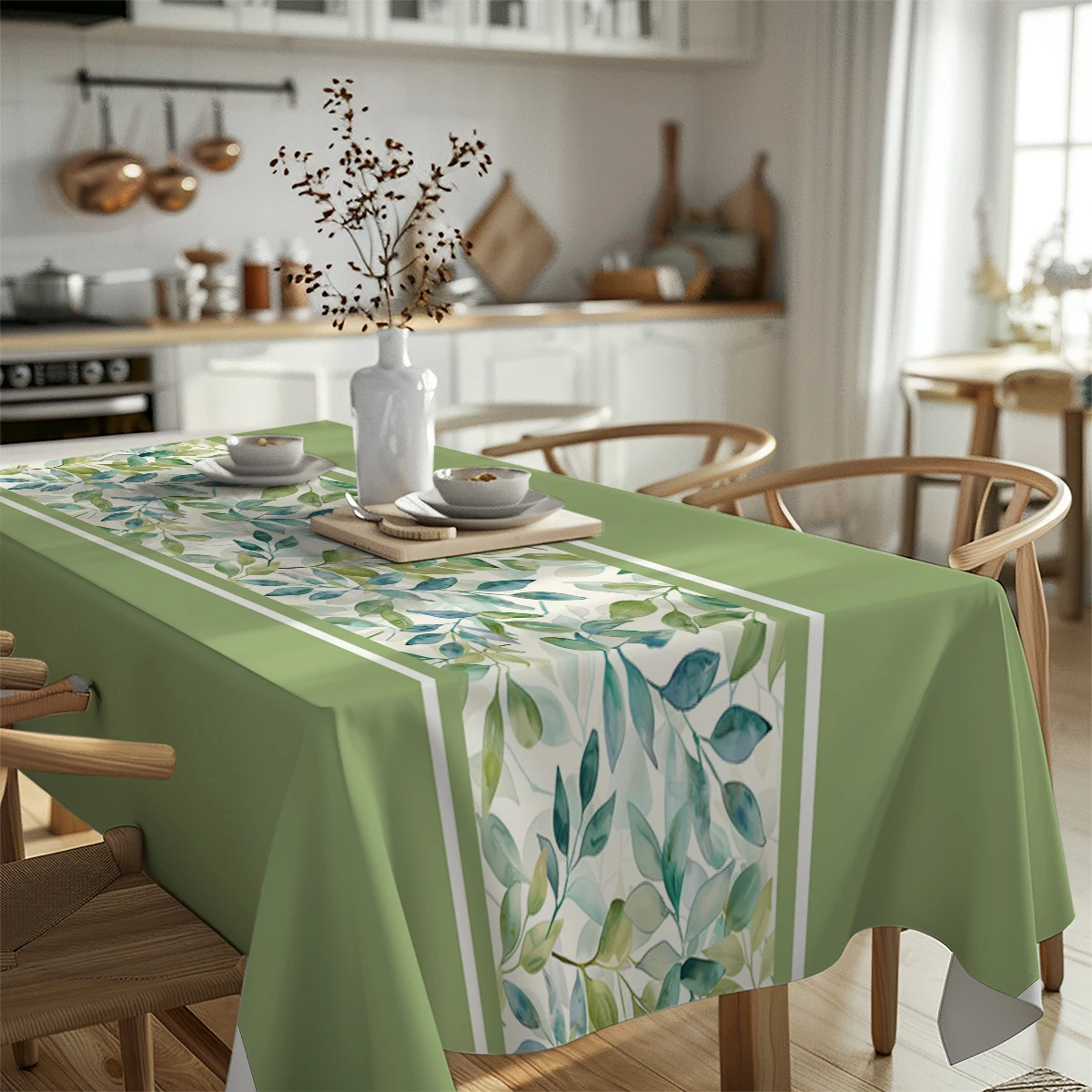 Eucalyptus Leaves Table Runner Dresser Decor for Kitchen Holiday Party Table Runners Home Dining Room Kitchen Table Decoration