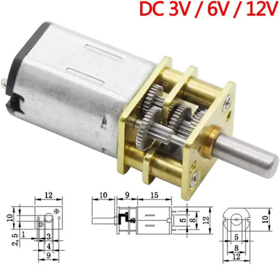 N20 Mini DC 3V 6V 12V Gear Motor 600 RPM Speed Reducer Metal Gear Box for RC Car Robot Model DIY Toy