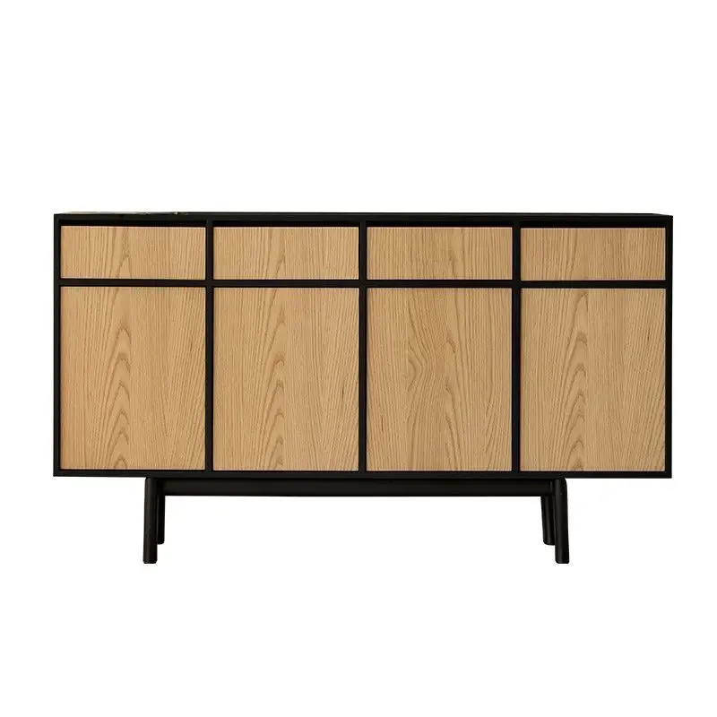 

living room, solid wood wabi-sabi wind, entrance cabinet, storage against the wall, medieval log dining side cabinet