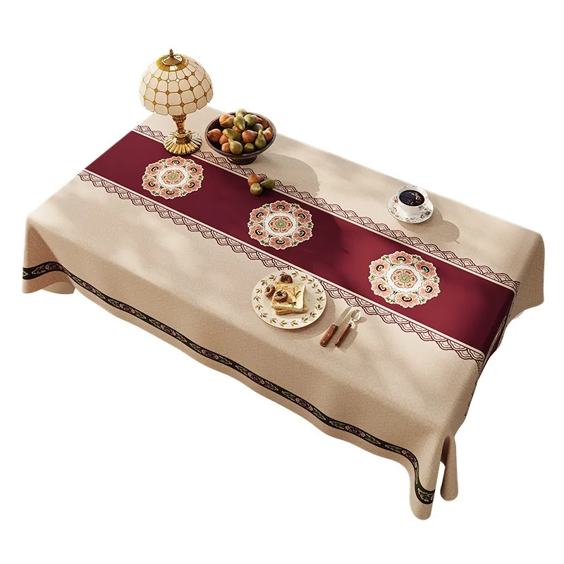 Chinese Classical Tablecloth, High-end Eco-friendly Soft Non-marking Waterproof Oil-proof Cover for Dining Table