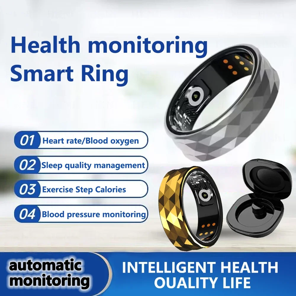 

2025 Smart Ring Heart Rate Blood Oxygen Monitor Step Calorie Counting IP68 & 5ATM Waterproof Multi-sports Mode Sleep Men Women