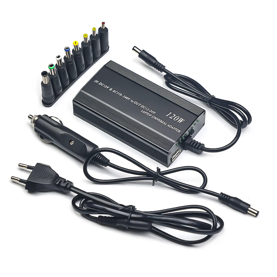 Adjustable 120W 220v 110v to 12V 15V 16V 18V 19V 20V 22V 24V Car Charger Universal AC DC Adapter Power Supply usb Notebook