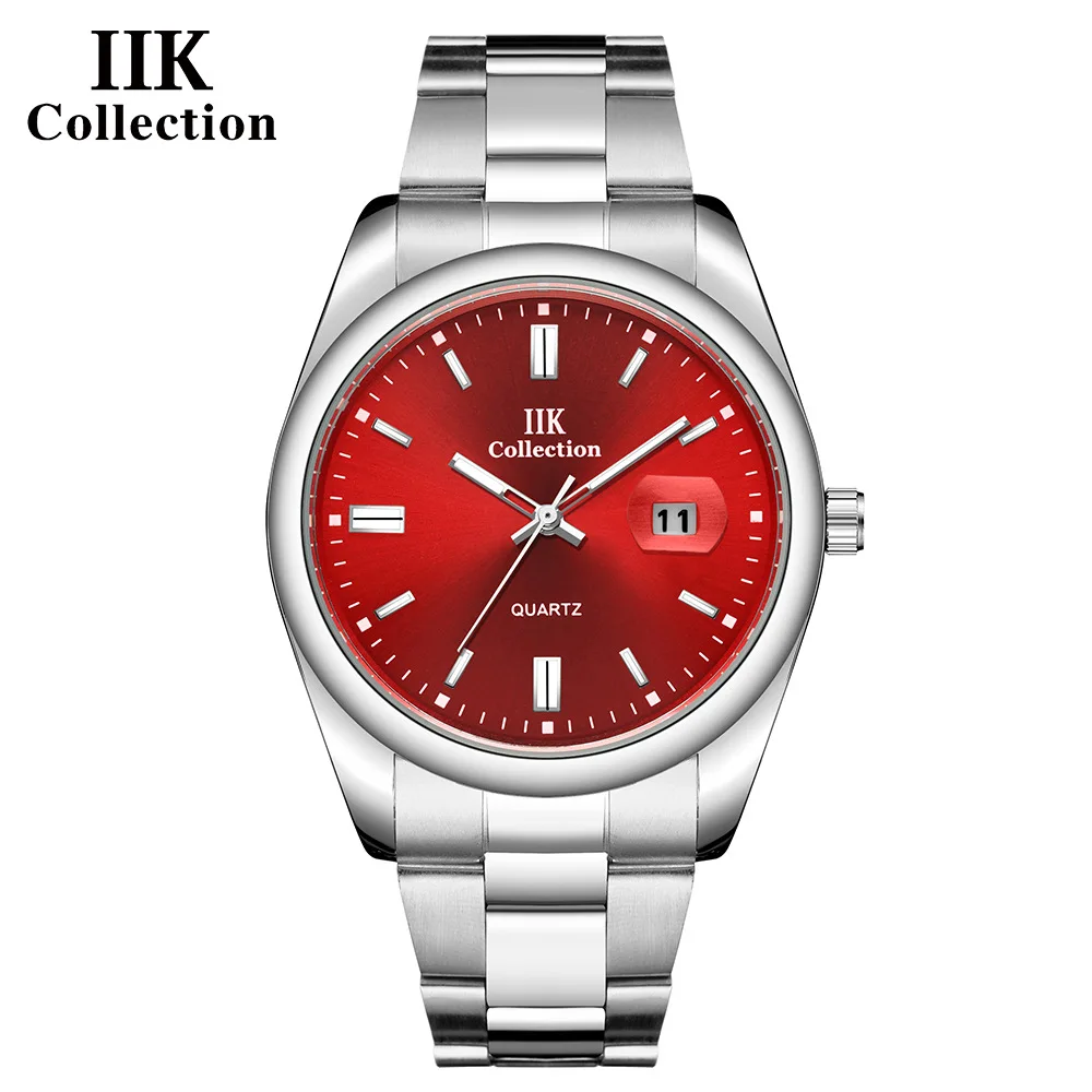 IIK brand watch wholesale stainless steel quartz watch calendar waterproof steel strip men's casual watch