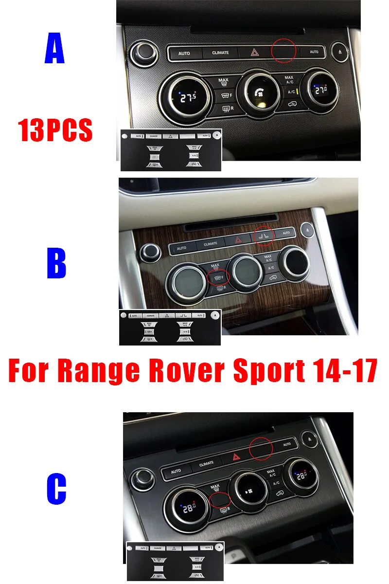 

Matte Silver Console Vent Button Switch Panel Trim For Range Rover Sport 2014-17