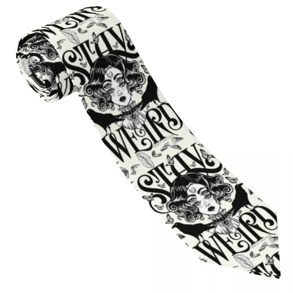 Custom Stay Weird Necktie Men Halloween Witch Cravat For Father's Day