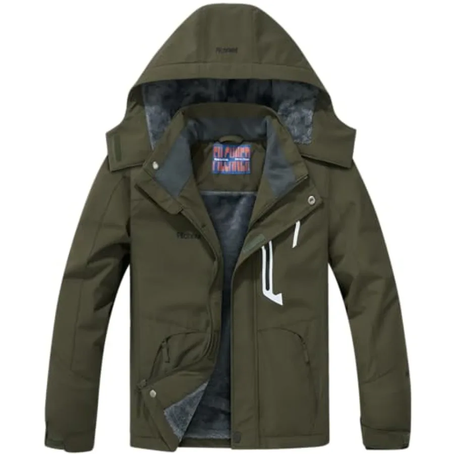 

Детская лыжная куртка для мальчиков, водонепроницаемая зимняя куртка с флисовой подкладкой, съемным капюшоном и светоотражающими полосами