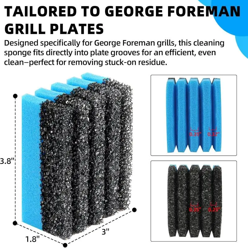 3Pcs Grill Scraper Sponge Set Multi-Functional Griddle Cleaning Tools for Grooved Grill Pans Outdoor Barbecue