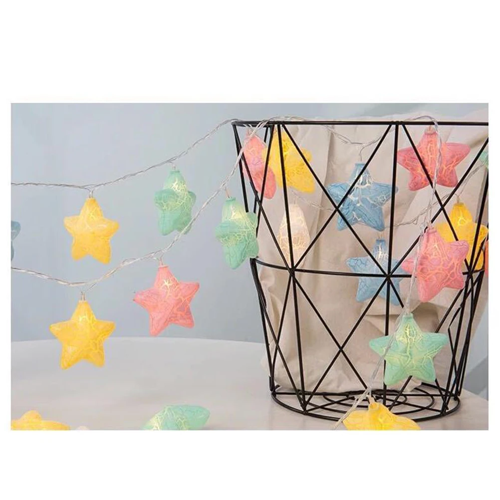 

1.6m Cracked Star Design String Lights Powered LED Fairy Lights for Indoor Outdoor Party Holiday Decorations