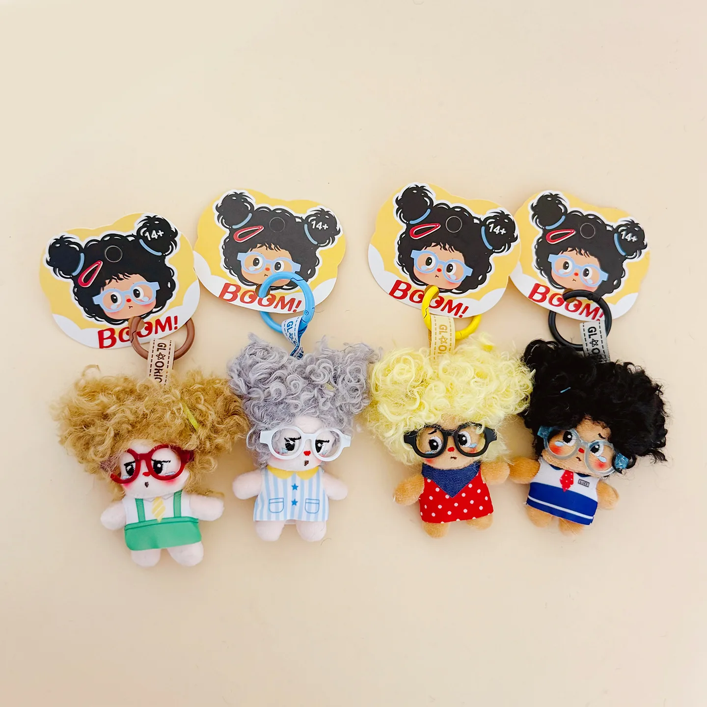 Cartoon Frizzy Hair Girl Plush Keychain Hairstyle Crying Glasses Baby Doll Pendant Keyring Lovely Kids Bag Charm Toys Gifts
