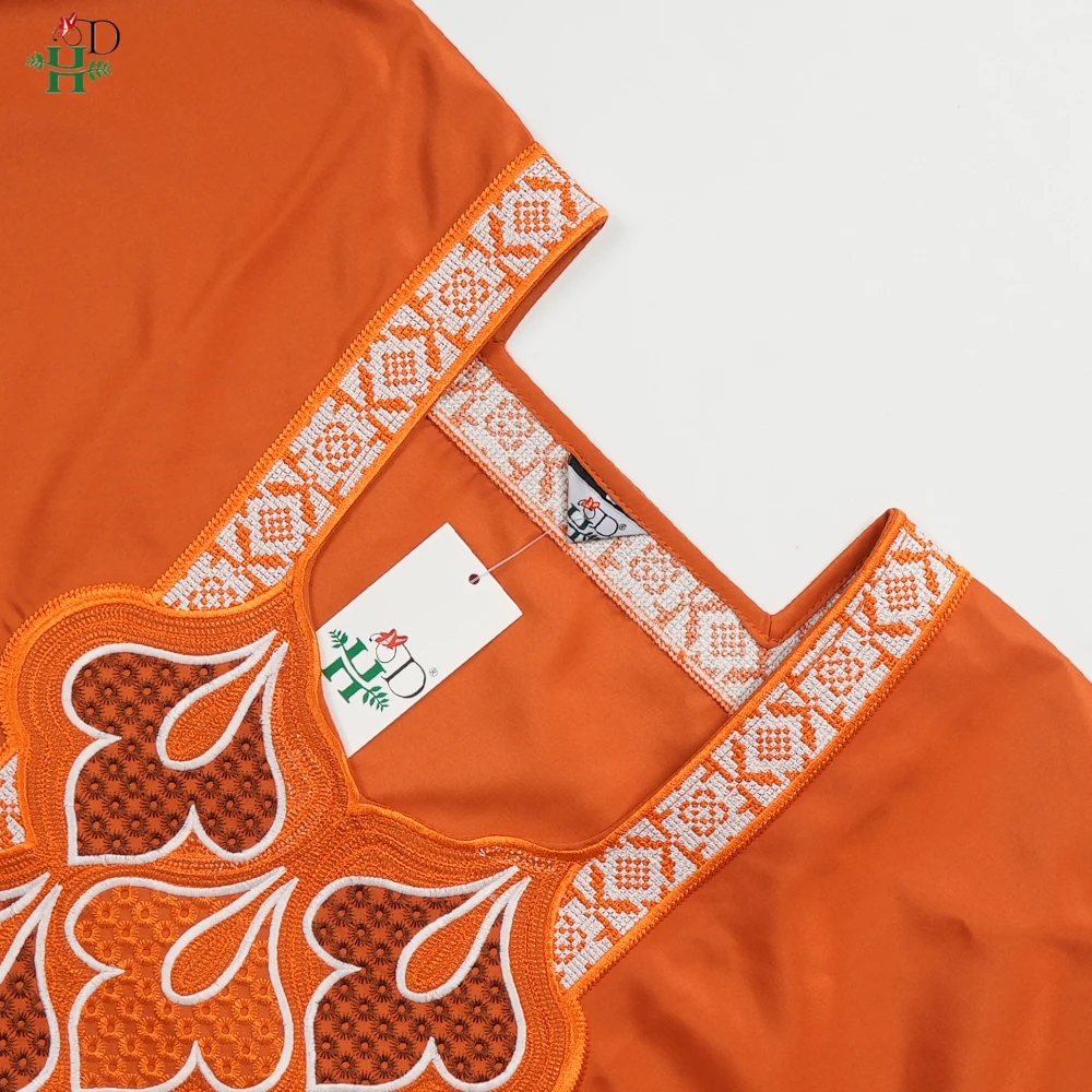 2025 Africano Boubou Uomo Agbada 3 pezzi Abiti Arancione Dashiki Camicia da uomo Pantaloni Abito Abiti ricamati Matrimonio Top Pantaloni Set