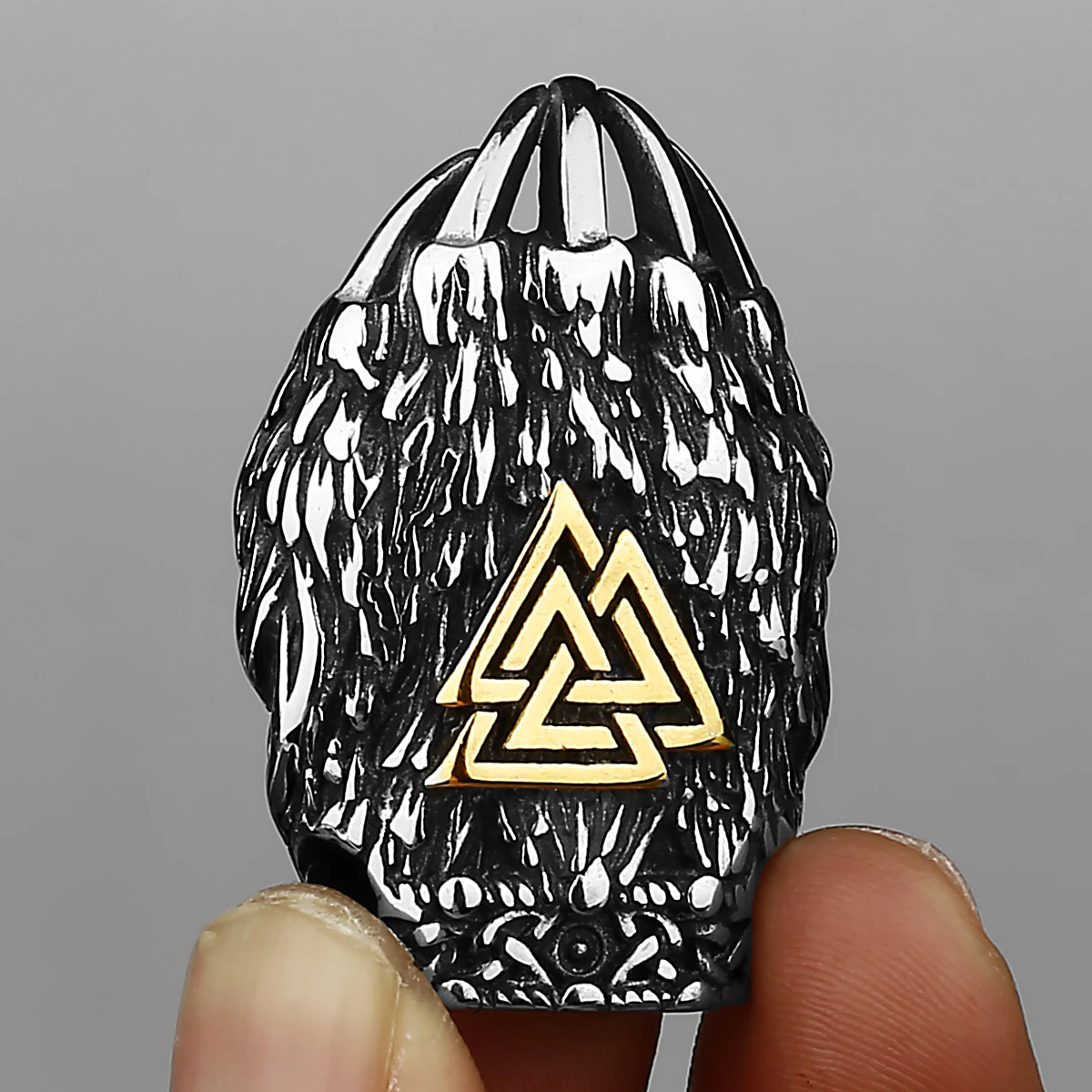 Viking Stainless Steel Bear Claw Valknut Necklace Jewelry Men's Mixed Gold Color Rune Amulet Biker Party Club Necklace Gift