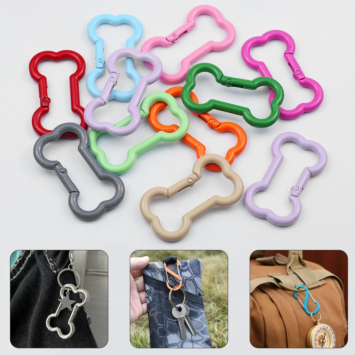 28×49mm Colorful Lacquered Metal Keychain 1~10pcs Bone Shape Spring Clasp For Jewelry Making DIY Cell Phone Chain Accessories