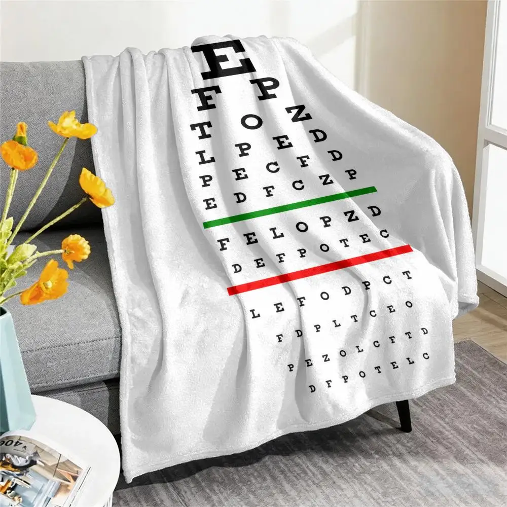 Eye Test Snellen Chart Vision Throw Blanket Soft Flannel Throw Lightweight Summer Home Nap for Office Travel Sofa Bed