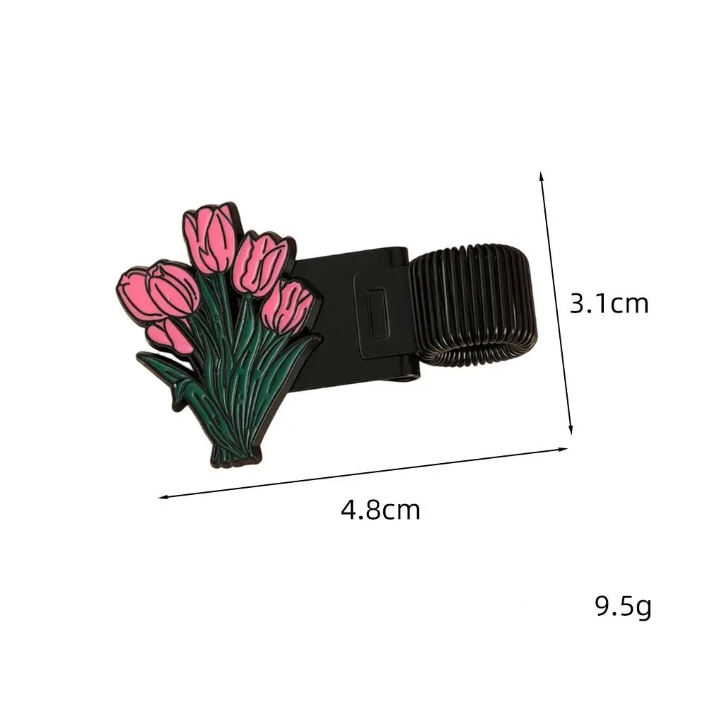 New Spring Metal Clip Metal Pen Clip Floral Pattern Zinc Alloy Notebook Pen Holder Elegant Cartoon Flower Bookmark Office