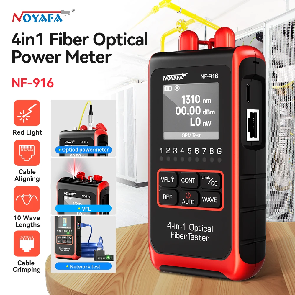 NOYAFA compteur de puissance de Fiber optique NF-916 localisateur visuel de défauts REF FC SC ST compteur de défauts de Fiber optique testeur de câble d'affichage LCD