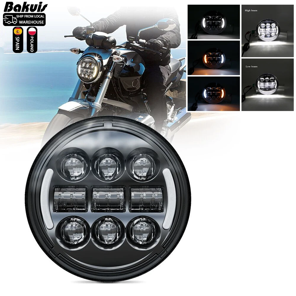 Car Motorcycle 5.75 Inch LED Headlight For Harley Sportster Iron 883 Dyna Triumph Street Speed Triple 5 3/4\