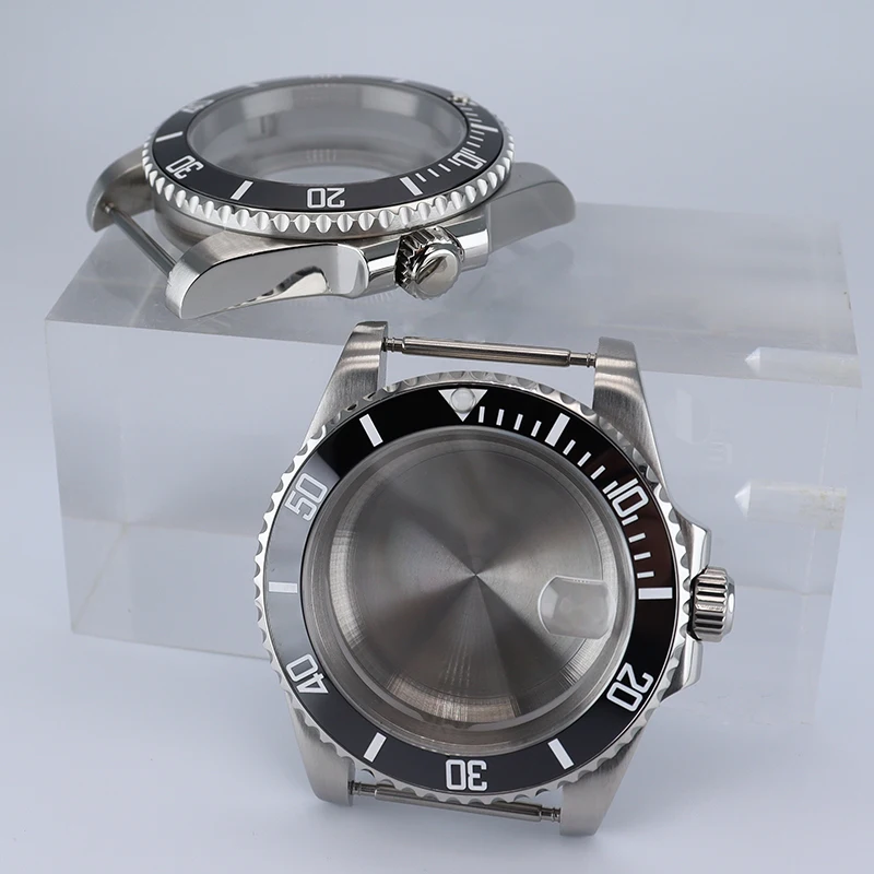 

40mm Steel Dive Watch Case Unidirectional Bezel For SUB Seiko NH35 NH36 NH38 Miyota 8215 ETA 2824 Automatic Movement 28.5mm Dial