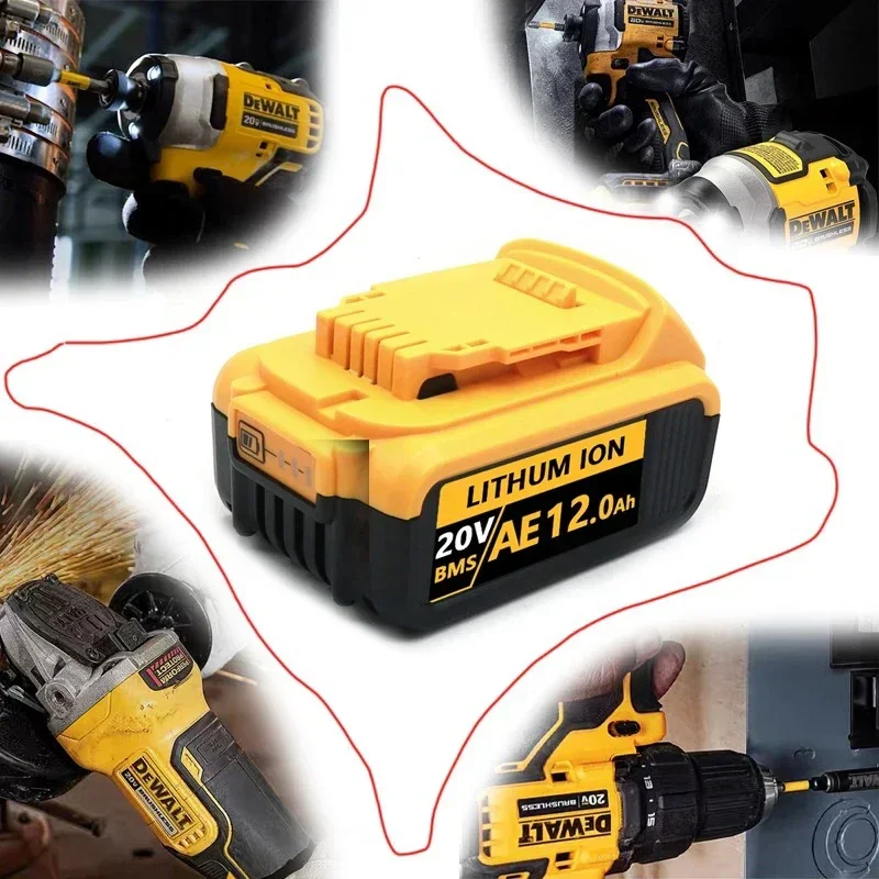 20V 12Ah  Lithium Battery Power Tool Replacement for DeWalt DCB184 DCB181 DCB182 DCB200 20V 6A 8A 12A 18V 20V Lithium Battery