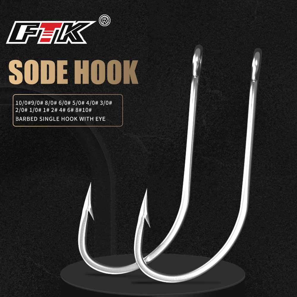 FTK Fishing Hooks 1-10#50PCS 1/0#-10/0# 25pcs Pack High Carbon Stainless Steel Barbed Carp or Bass with Fishing Hook Tackle