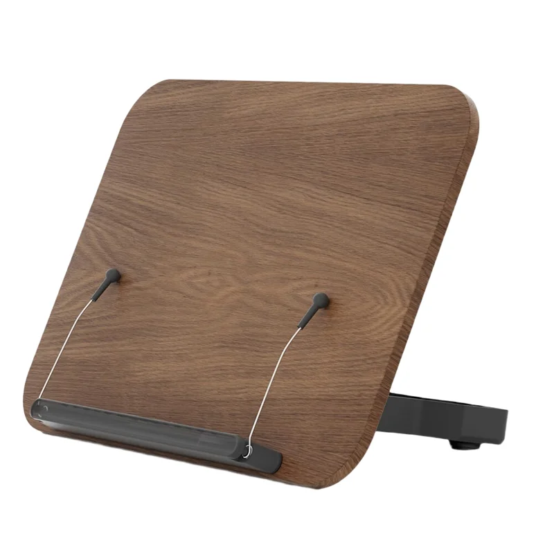 

AT82-Book Display Stand Adjustable, Foldable Cookbook Stand Featuring Elastic Page Clips For Reading