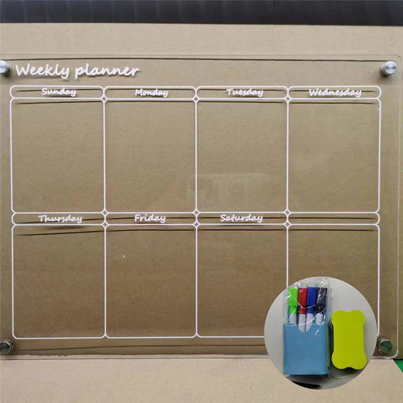 Магнитный блокнот-календарь, акриловый еженедельный ежемесячный планировщик еды, стираемая доска, еженедельный календарь, доска объявлений на холодильник, прочный