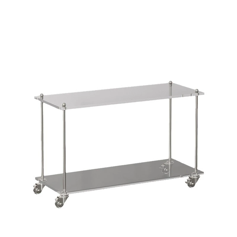Acrylic small trolley, living room sofa side table, movable coffee table, kitchen home storage floor-standing storage rack