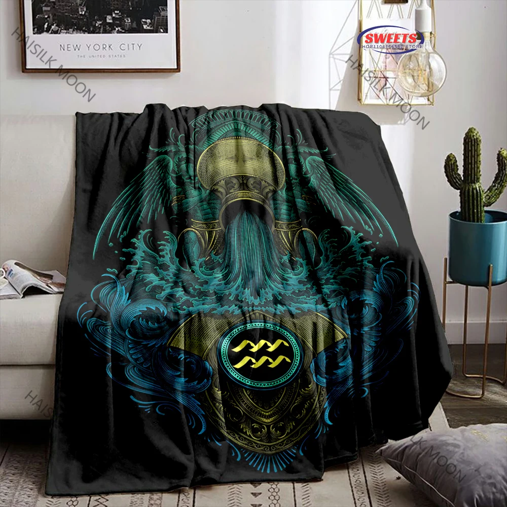 6 Styles Aquarius, Zodiac Theme Pattern Printed Blanket, Throw for Bed, Couch & Travel- Ultra Soft & Cozy Gift for Boys ＆ Girls