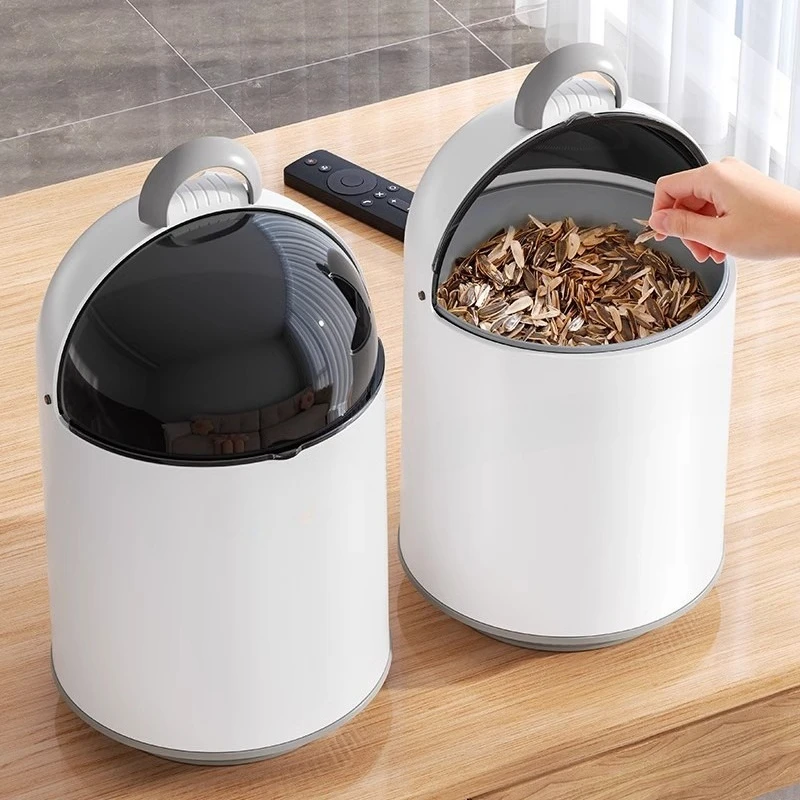 18L High-value Desktop Trash Can with Lid, Household Light Luxury Mini Model