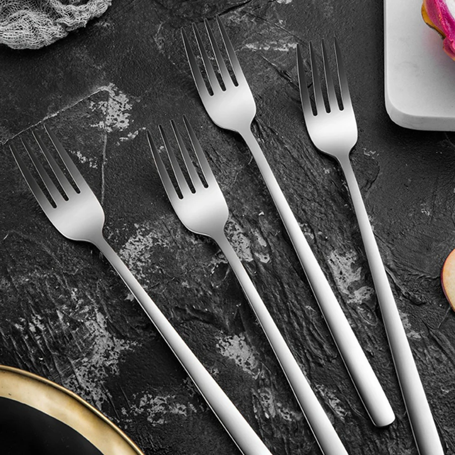 12 pieces of mirror-polished cutlery set, top food grade stainless steel silverware fork, dessert salad fruit fork, cutlery fork