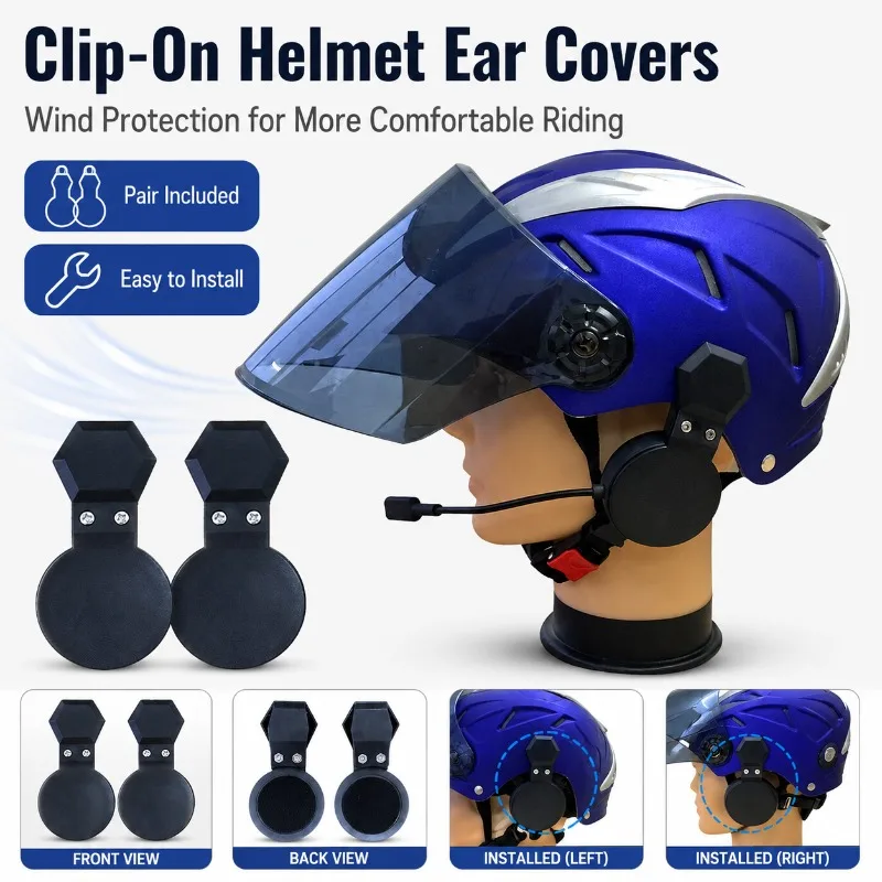 Clip-On Helmet Ear Covers for Wind Protection - alternate angle