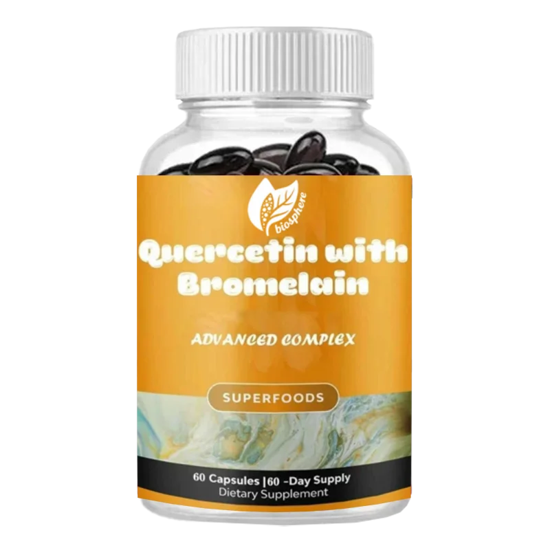 

Pure Quercetin with Bromelain Supplement, Used for Immune Support and Breathing, 60 Capsules