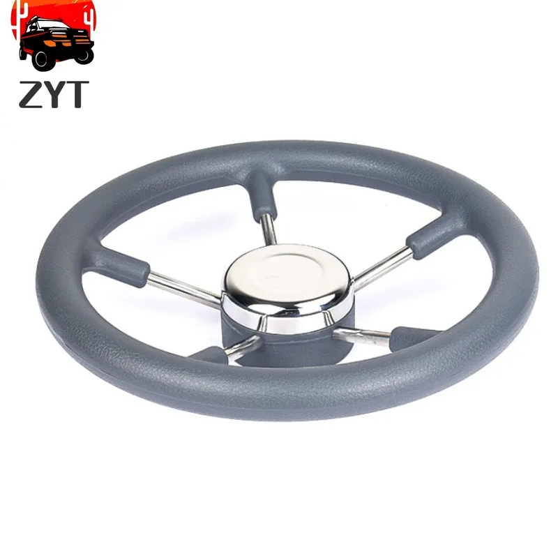 1PC Stainless steel marine steering wheel with foamed grip and forged shaft suitable for yachts speedboats trucks and RVs