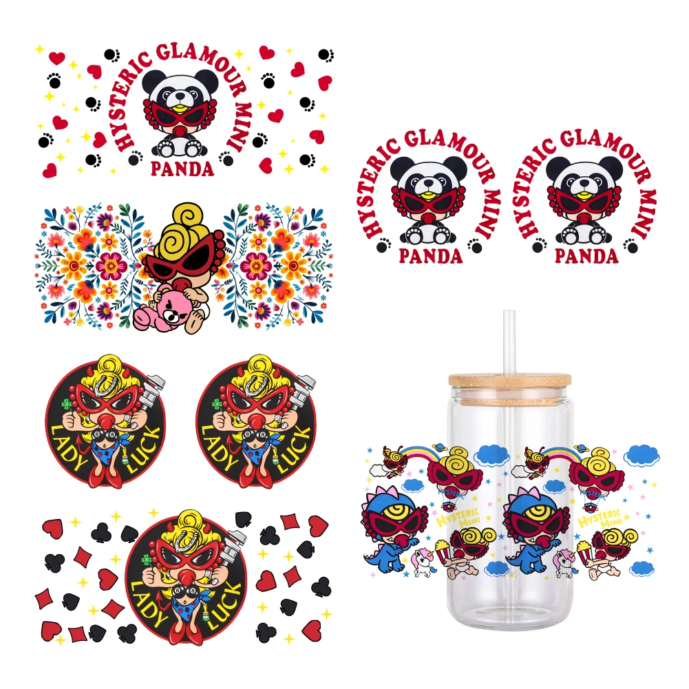 MINIS Japanese Cartoon Hysteric mini UV DTF Transfer Sticker Waterproof Transfers Decals For 16oz Glass Cup Wrap Stickers