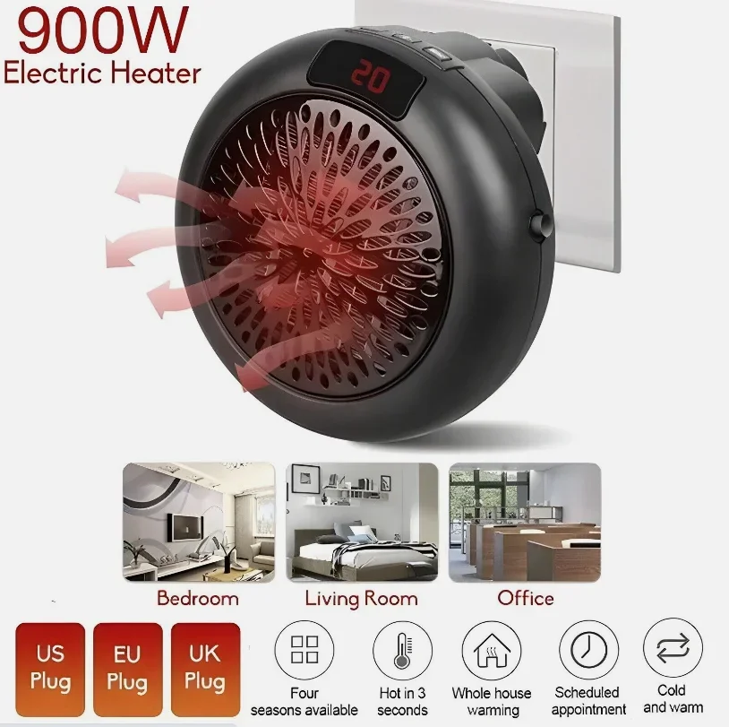 Elektrische Tragbare Heizung Mini Wand Halterung Home Office Desktop Warmluft Heizung Wärmer Fan Stille Fernbedienung Schnelle Wärme Thermostat