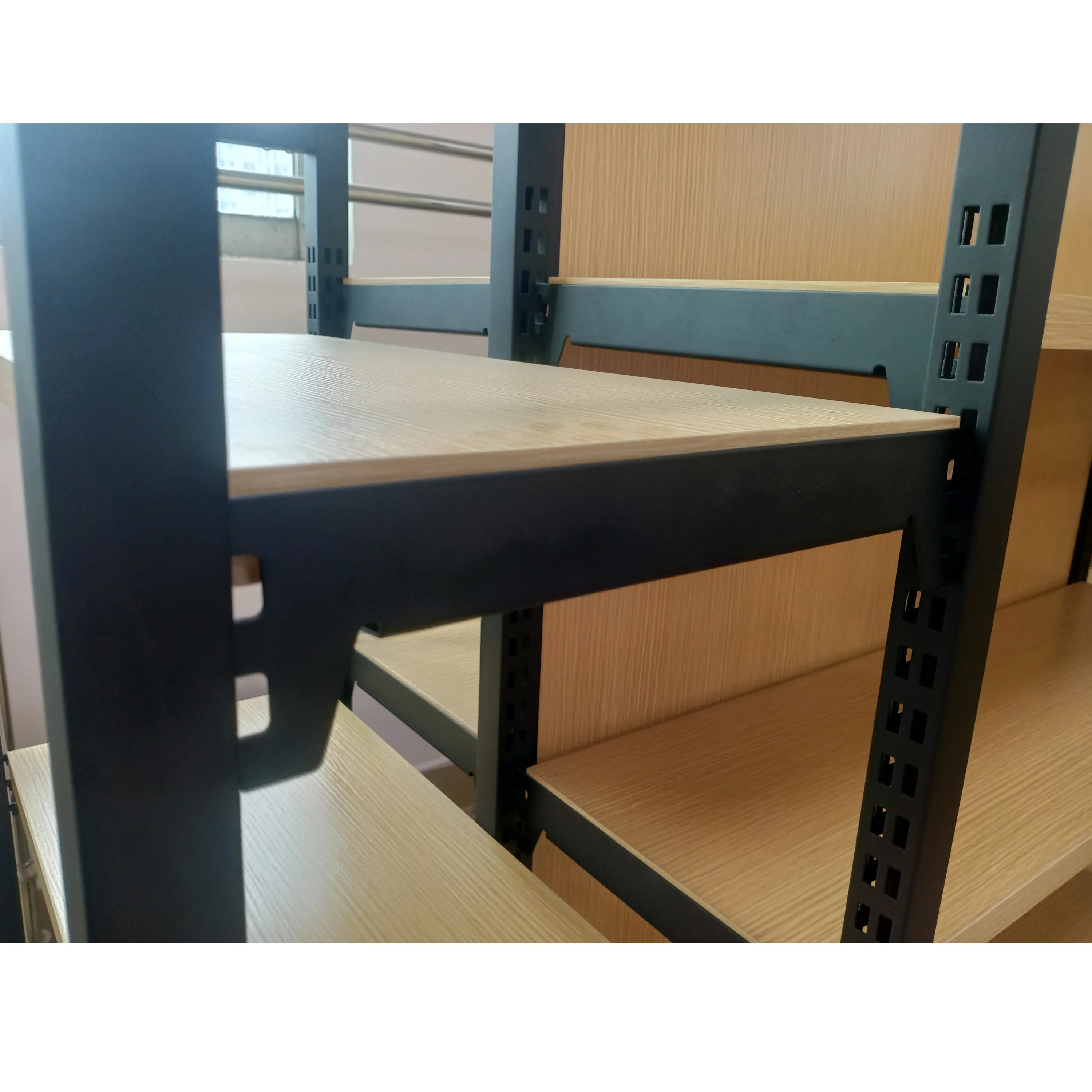 Shop Stahl Lagerregale Regale Holz Display Doppelseitige Gondel Supermarkt Regal Rack System