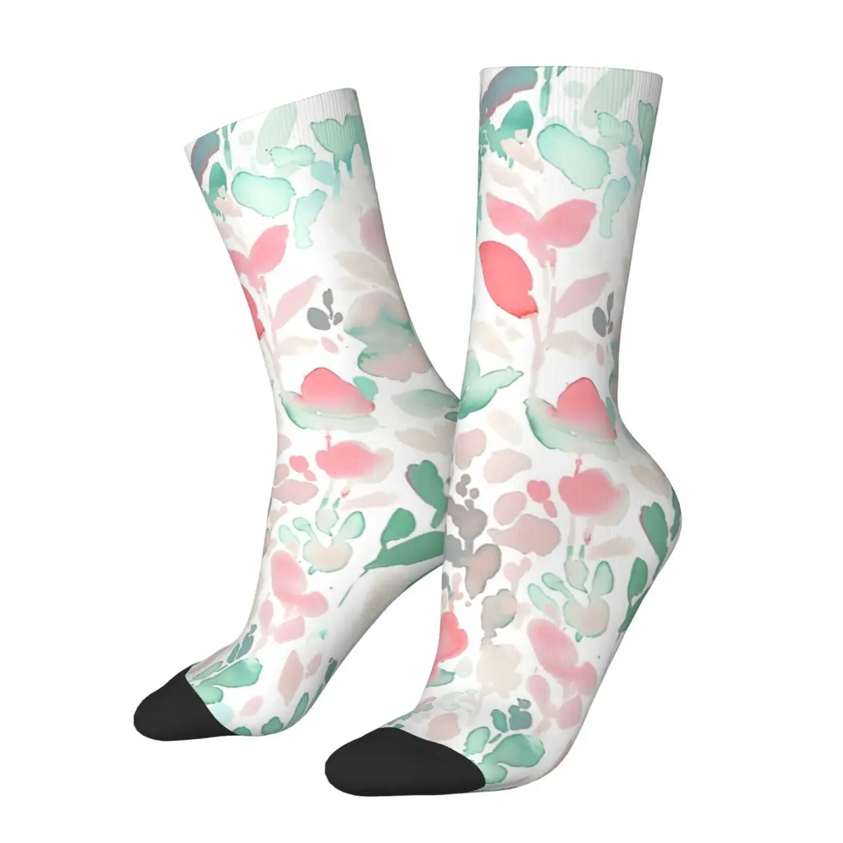 

Vintage Flirt Mint And Pale Coral Men's compression Socks Unisex Harajuku Seamless Printed Novelty Crew Sock