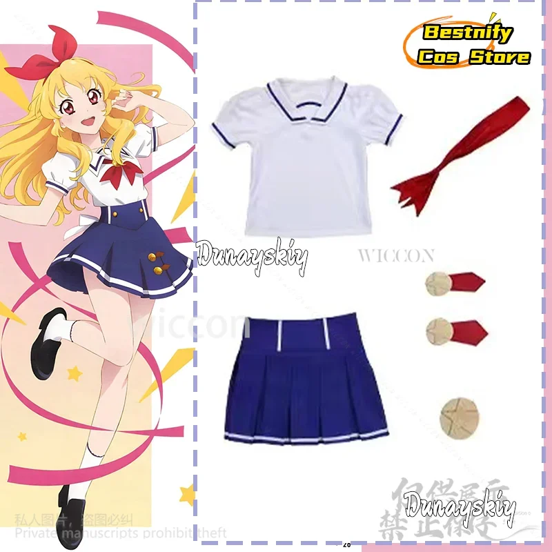 CosplayHoshimiya Ichigo تأثيري Aikatsu! JK زي مدرسي الصيف الأزرق فستان لوليتا أنيمي Jirai Kei الفتيات الباروكات ل المعبود كوس مخصص