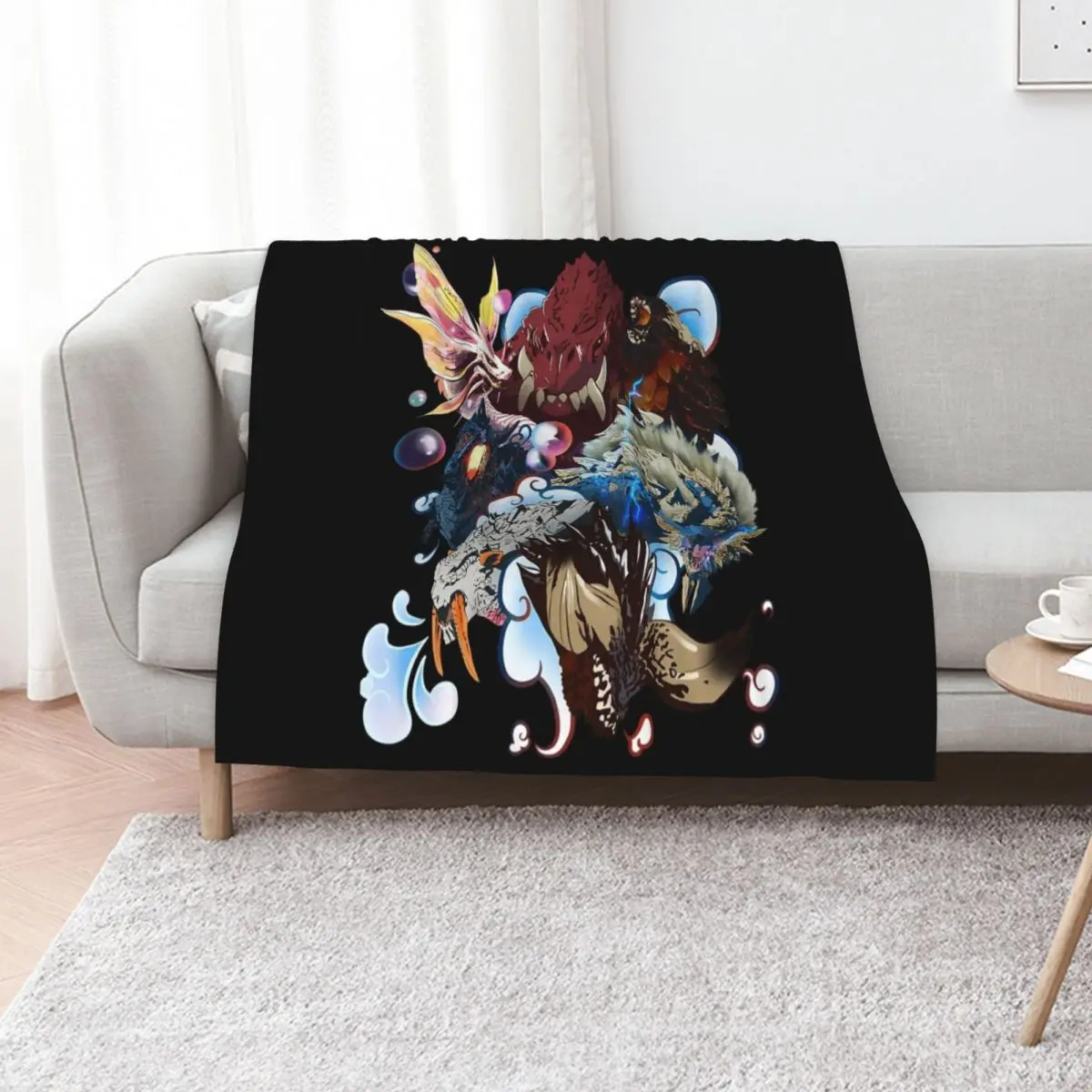

Monster Hunter collage Throw Blanket Faux Fur Soft Warm Blanket for Bed