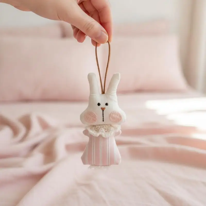 Cute Fabric Bunny Cartoon Pendant Cute Bag Charm Practical Handmade Key Chain