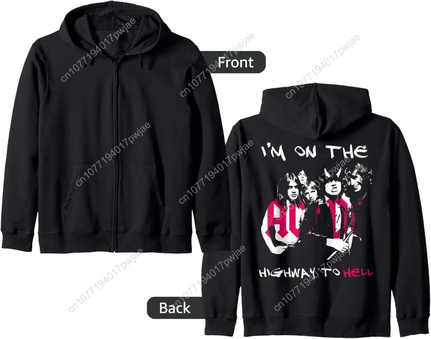 

Official AC/DC I'm On The Highway To Hell Logo Zip Hoodie