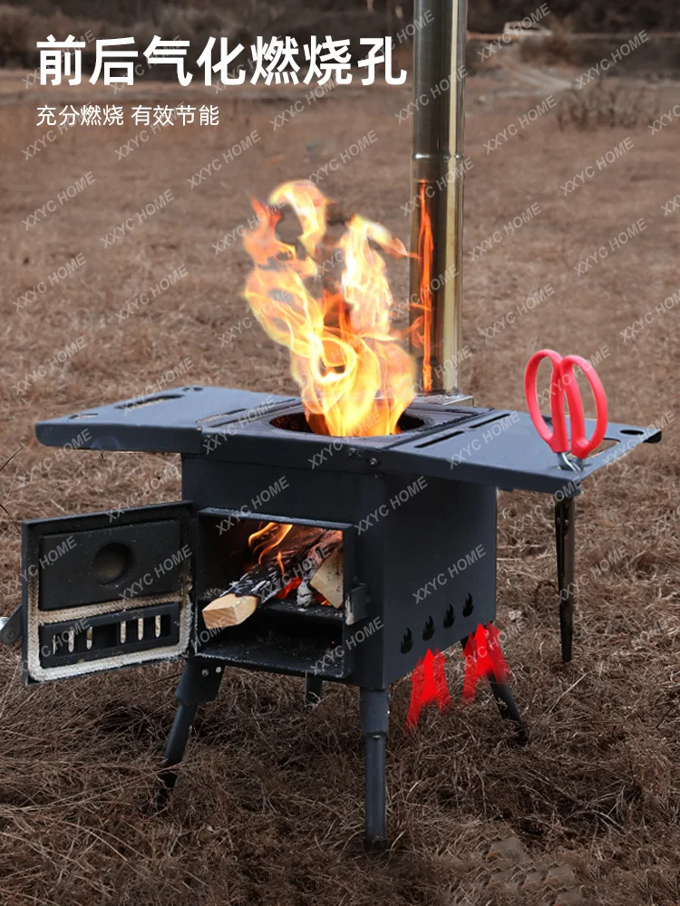 Camping Folding Wood Stove BBQ Portable Multifunctional Outdoor Smokeless Wood Stove