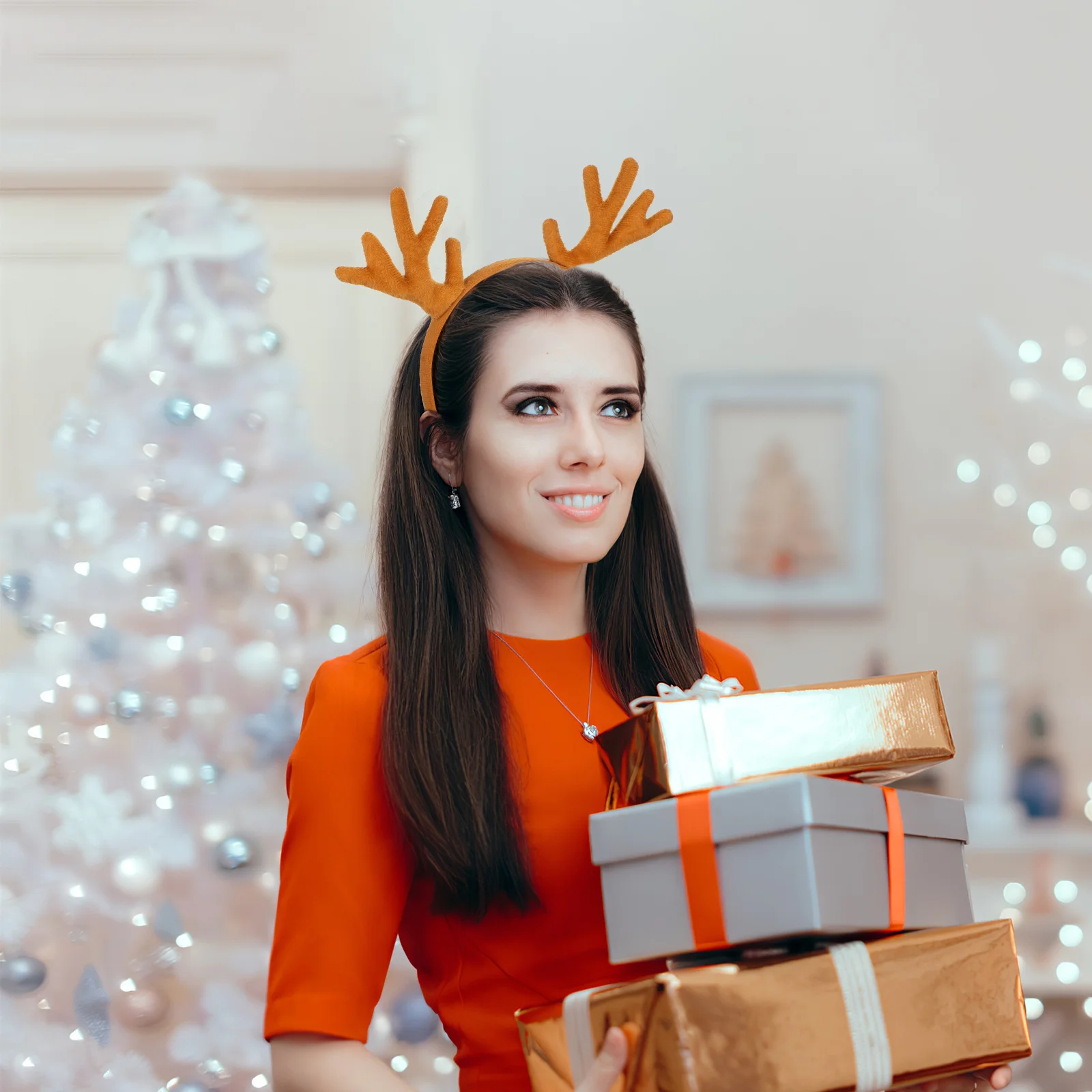 

Christmas Antler Headband Red Resin Hair Hoops for Kids Adults Holiday Party Carnival Stage Prop Fun Celebration Decor