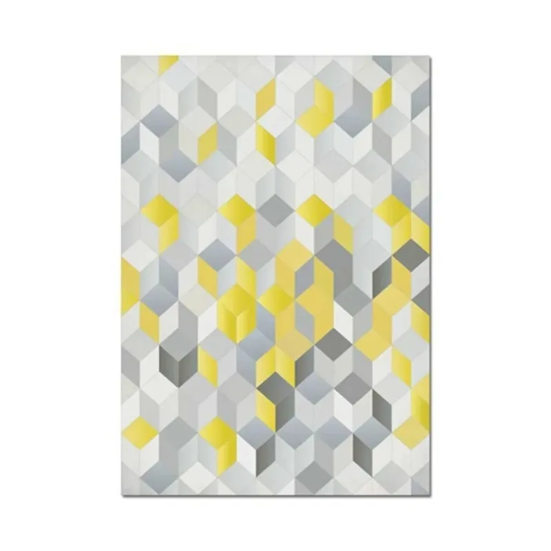 3D Floor Rug Yellow Gray Cube Print Nordic Carpet Rug Mat Bedroom Geometric Kitchen Floor Rug Rug Long Bed Rug